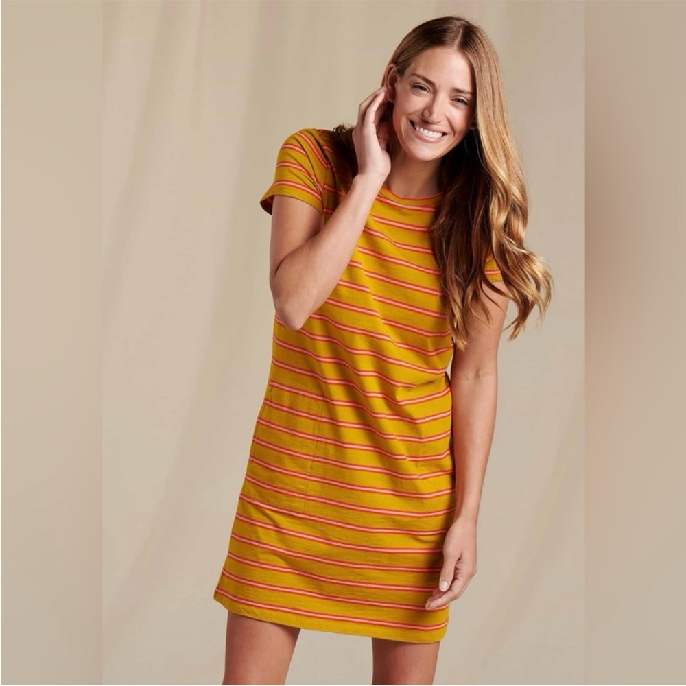 Toad&Co Mustard Yellow Striped Dress